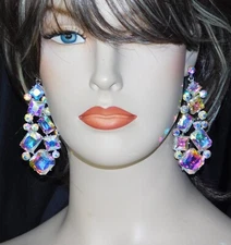 AB Earrings crystal color changing stones. crystal bridal drop earrings 5343