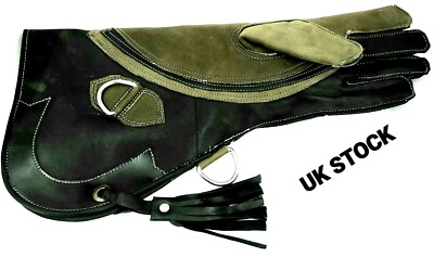 Altawash Eagle,Fauconnerie & Raptor Gant 3 Couche, Foncé Noir Cuir Daim 16 Long - Standard, L