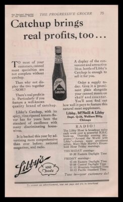 1929 Libby McNeill & Libby's Chicago IL Tomato Catchup Bottle Vintage Print Ad