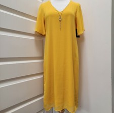 Thalia Sodi Women's Necklace Shift  Core Dress Yellow Mango Size Small