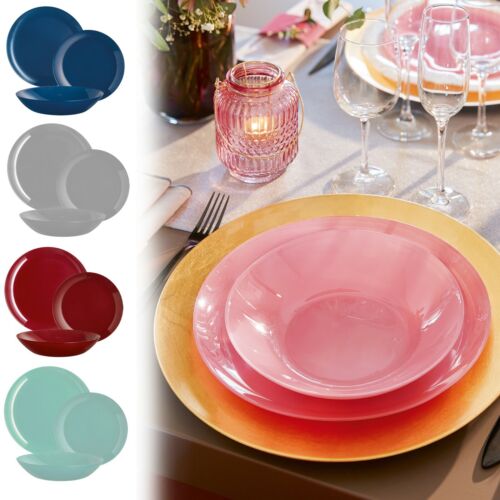 Luminarc Arty Translucent 18pc Opal Glass Dinner Set Dinnerware Summer Christmas - Picture 1 of 60