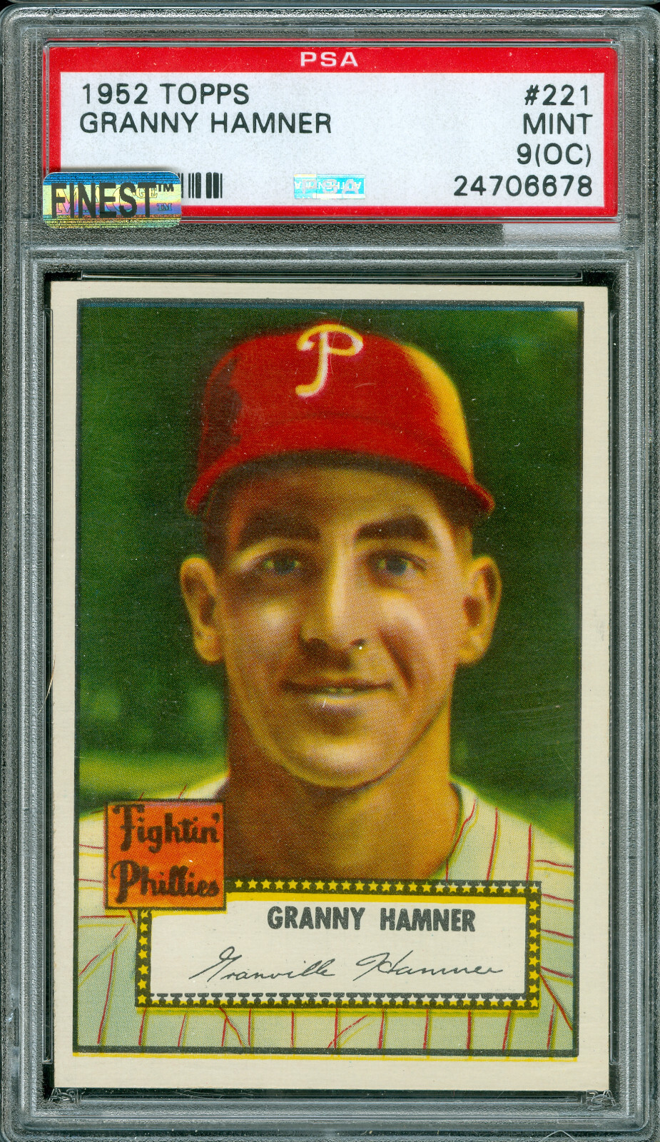 1952 TOPPS # 221  GRANNY HAMNER PACK FRESH PSA 9   MAC FINEST & SPOTLESS POP 3 *