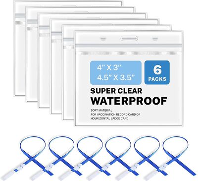 vaccination card protector sleeve CDC Vaccination Card Protector, Immunization Record Vaccine Card Holder, 4 X 3 Inches Horizontal ID Card Name Tag Badge Holders, Clear Plastic Sleeve main image 1