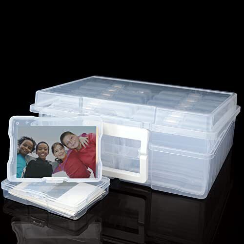 4 x 6 Photo Storage Box Clear Photo Organizer Case Holds 1600 Pictures Placti...