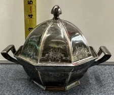 Antique Covered Dish With Glass Insert Marking 002118 MBC EP