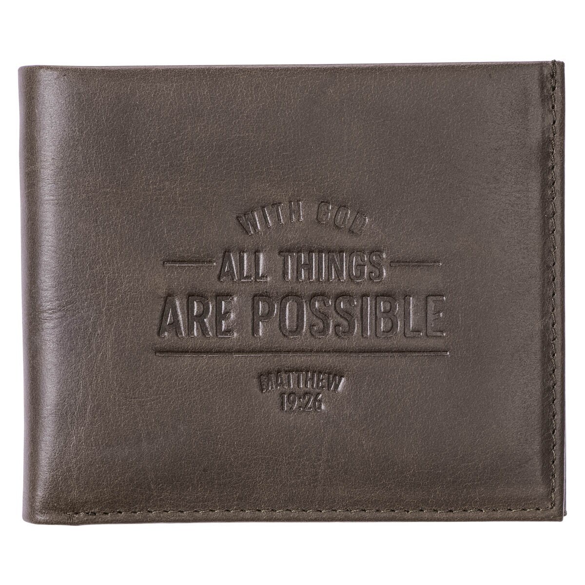 Leather Wallet with God All Things Are Possible Bible Verse Matt 19:26-image