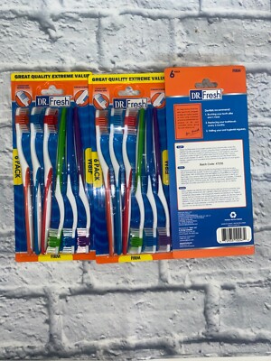 3 Dr. Fresh Firm Bristles Toothbrushes Multicolor (18 Toothbrushes Total)
