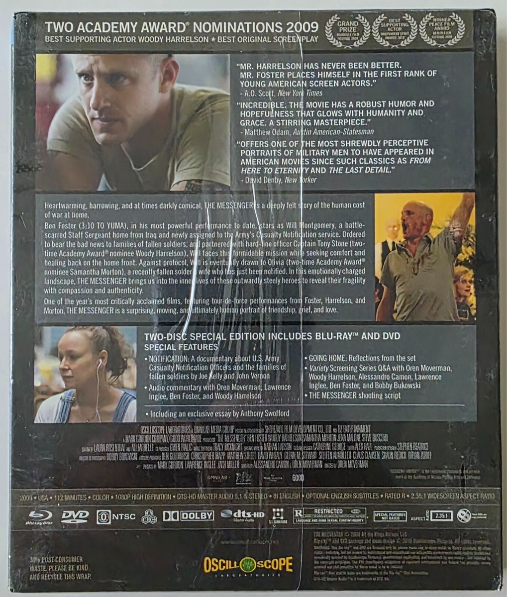 NEW THE MESSENGER BLU RAY DVD 2 DISC SET DIGIPACK FREE USA