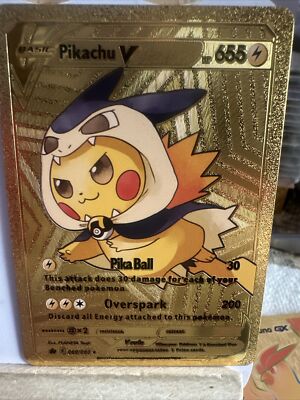 Pikachu V Gold Foil Pika Ball 💥Fan Art💥Card NM | eBay