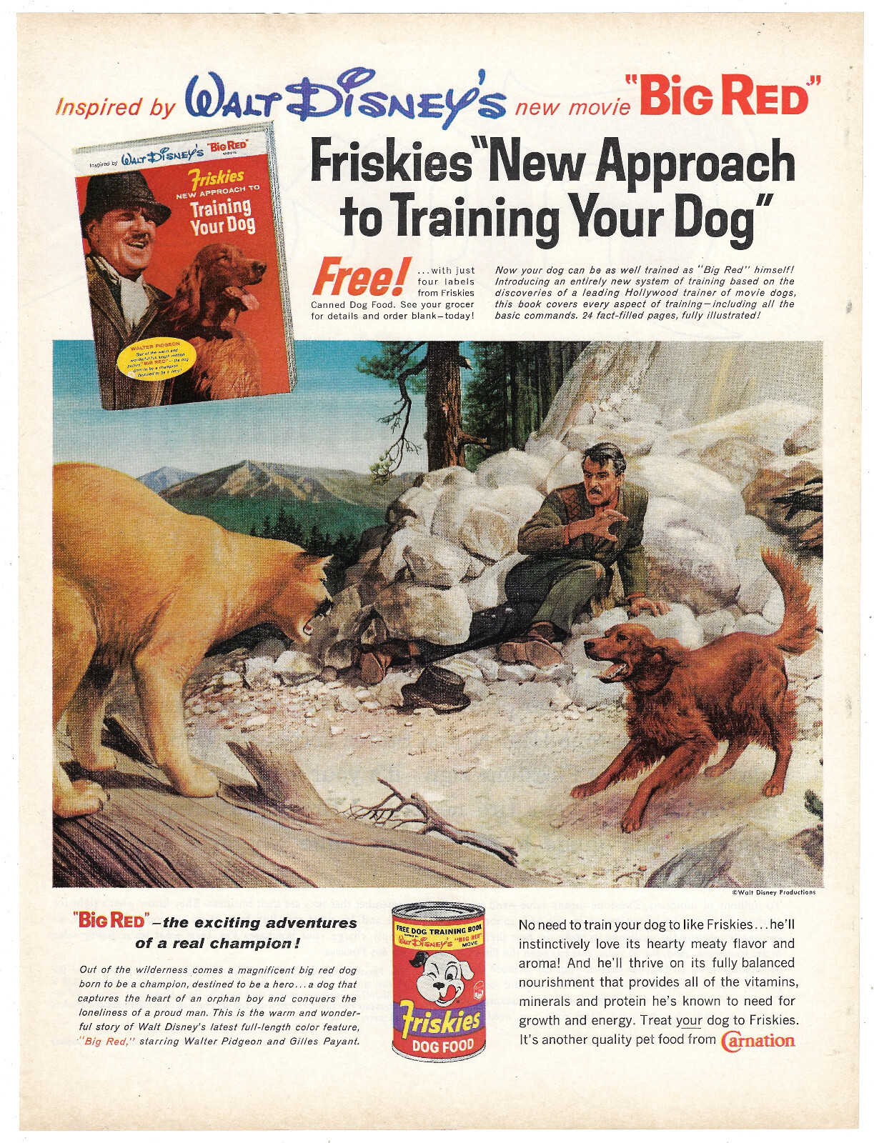 Print Ad 1960s Walt Disney Big Red Home Decor Original 1962