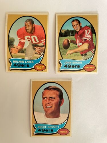 1 Lot of 3 1970 Football Cards San Francisco 49ers Brodie Lakes Gossett EX+ - Picture 1 of 2