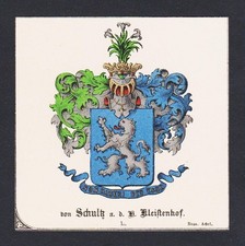 19.Jh. Schultz Kleistenhof Wappen Heraldik coat of arms heraldry Lithographie