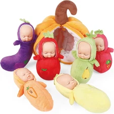 4 Inch Mini Baby Doll Playset Includes 6 Soft Baby Dolls and a Storage Bag Reali