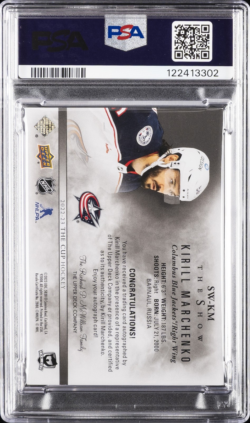 2023 UD THE CUP UPDATE 2022 THE SHOW AUTO-ROOKIE KIRILL MARCHENKO PSA 7 AUTO 10 view 2