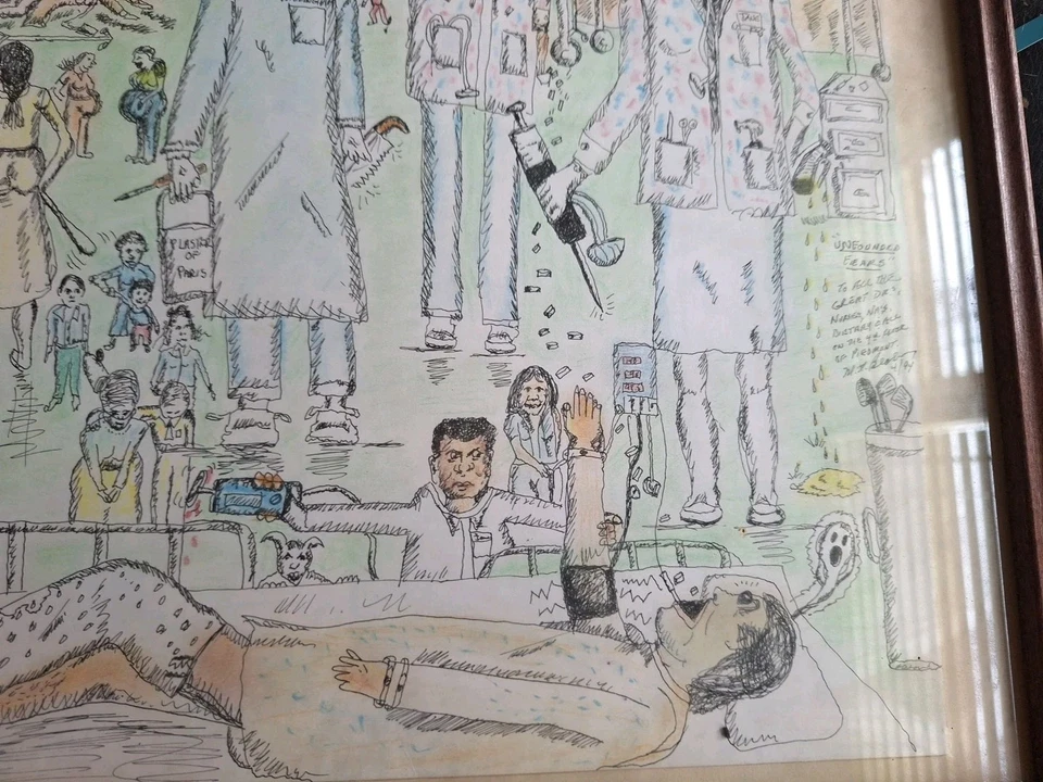 Arte maldito dibujado a mano Atlanta Hospital Piedmont Hospital coleccionable Foto 2 de 4