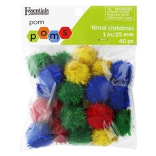 Pom Poms 1 Inch Tinsel Christmas 24 Pack   Fluffy Holiday Craft Supplies for ...