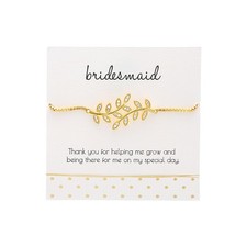Pavilion Bridesmaid Gold Plated Leaf Adjustable Bracelet Bridal Jewelry 9in