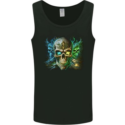 Neverless Canottiera Uomo Slim Fit Con Teschio E Cuffie – 100% Cotone Morbido, Per Party E Feste – Taglie S-XXL