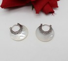 Sterling Silver & Mother of Pearl Meran Pierced  Earrings 6.25g   Cat RESCUE — photo 1