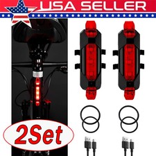 2 Set USB Rechargeable LED Bicycle Headlight Bike Front Rear Lamp Cycling Light