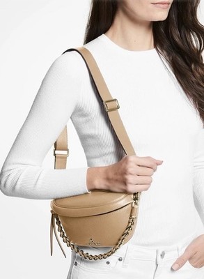 Michael Kors Slater Extra-Small Pebbled Leather Sling Pack Tan & Dust Bag