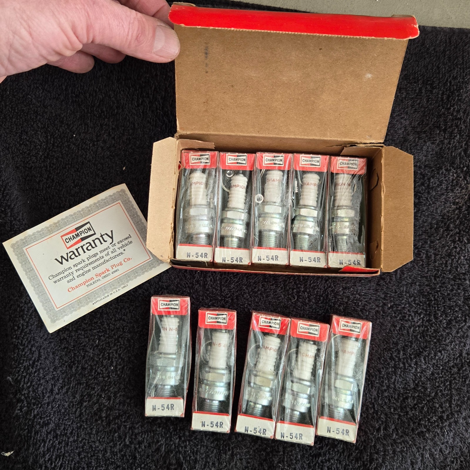 Vintage NOS Champion Spark Plugs Set of 10  N54R GP17  Racing Box Lot