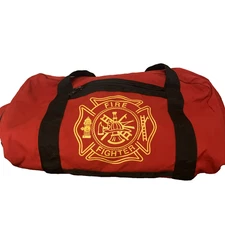 Vintage American Firewear Red Firefighter Duffle Bag – Gear Bag, 28″ x 17″ x 17″