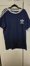 Mens Adidas XL Navy Stripe Tshirt Short Sleeve Crew Neck Top