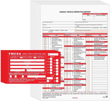 J. J. Keller 10-Pack, Annual Vehicle Inspection Report Form Red FMCSA Label