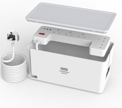 Verlängerungskabel 4m mit USB C Steckplätze Kabel Ordnungsbox, 5-fach Stecker Verlängerungsbuchse