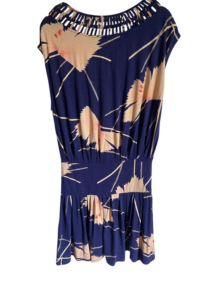 Vestido LEIFNOTES Scattered Stellata Anthropologie Talla Mediana Azul Grulla Pájaro Foto 4 de 4