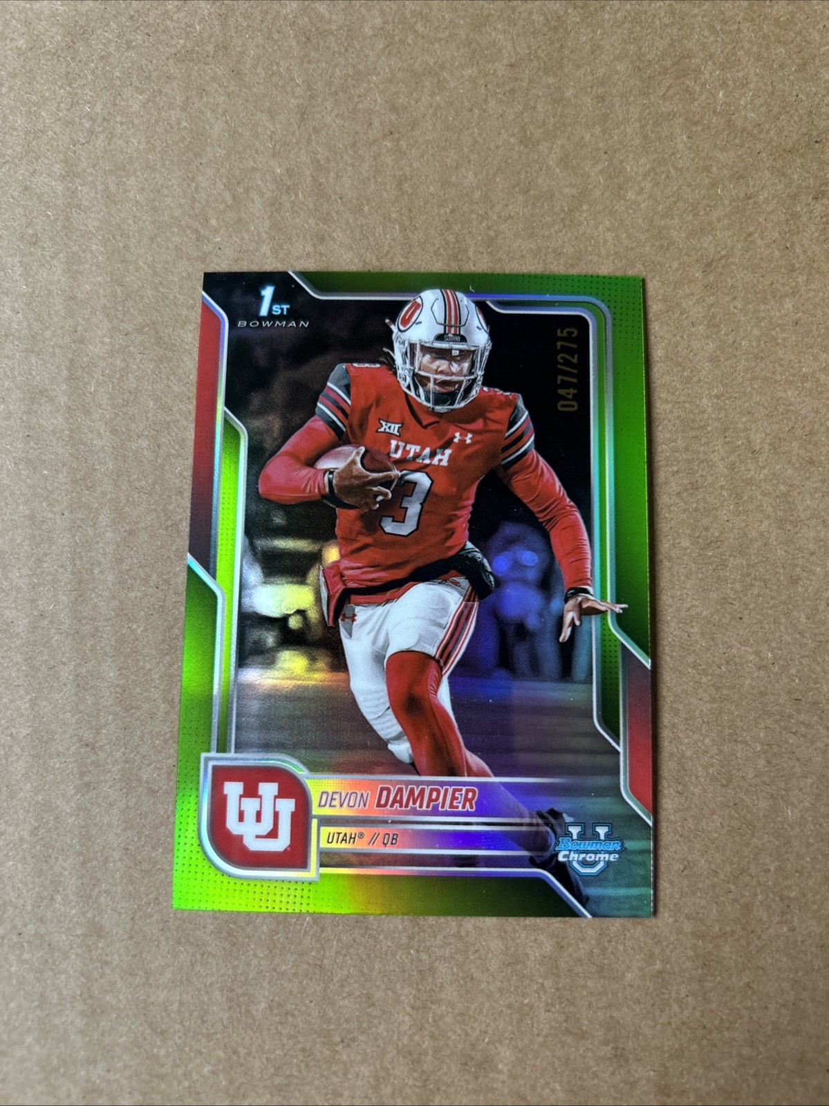 2025 Bowman University Chrome - Devon Dampier #3 Lime Green Refractor /275 (RC)