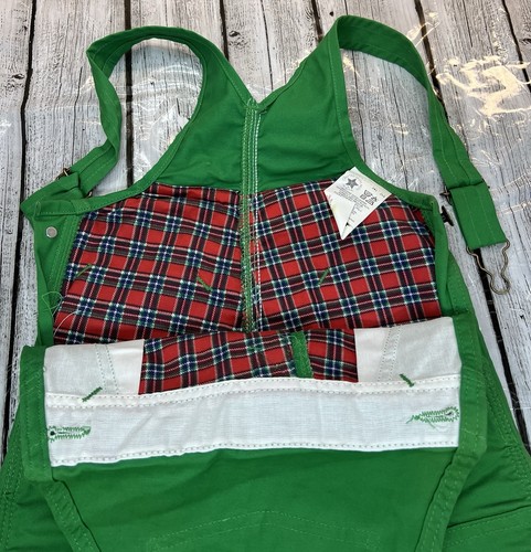 Vintage 4T NWT Plaid Lined Green CARHARTT Bibs Double Knee Kids BF40XX USA Union - Picture 2 of 11