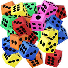 Pack of 24 Colored Foam Dice Set -1.5 Inches Big - Colorful Dice Set - Six Assor
