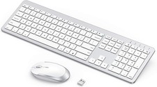 Rechargeable Wireless Keyboard Mouse Combo - Full Size Cordless Keyboard  Mo...