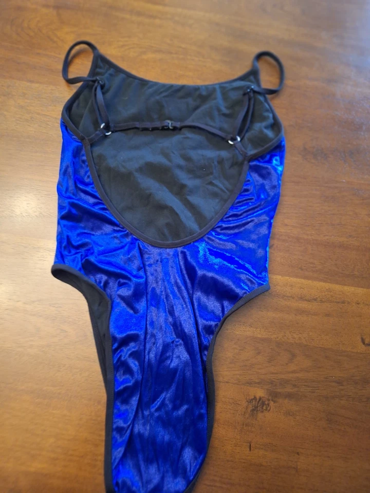 Traje de baño vintage Mossimo sexy de una pieza leotardo L azul Foto 3 de 4