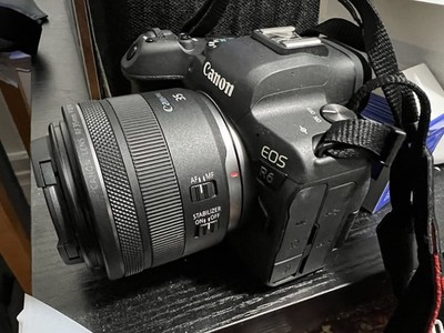 Canon R6 Mark (shutter count 1239) and 35mm f/1.8 lens together
