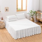 French Linen Bed Skirt with Pleated Frills 14-Inch Tailored Drop Natural Flax...