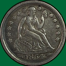 1854-O Arrows Seated Liberty Dime Choice Extremely Fine XF+ Coin #41390
