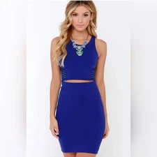 Beauty Unveiled Royal Blue Bodycon Two-Piece Dress Size S