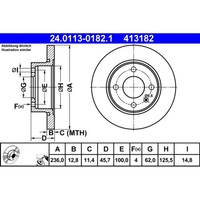 Bremsscheibe ATE 24.0113-0182.1 (2 Stk.) FüR Skoda VW Favorit Forman
