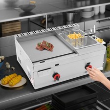 Commercial Gas Propane Flat Top Grill Griddle w/ Deep Fryer Multi-function Fryer