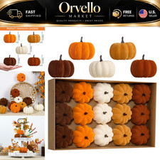 15PCS Fall Pumpkins Set for Indoor Autumn Thanksgiving Home Decor, Seasonal Deco