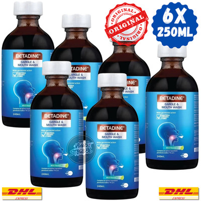 6X BETADINE GARGLE & MOUTH WASH 240ML RELIEF SORE THROAT NEW -FAST SHIPPING DHL