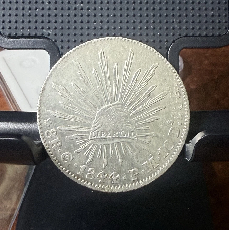 1844 P. M. Mexico 1 Peso LIBERTAD RARE Year XF Details - Image 1 of 2