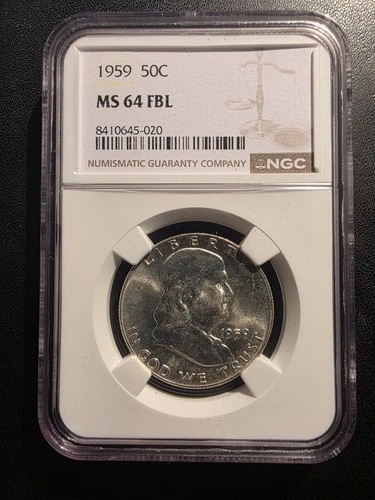 1959 Franklin Half Dollar – NGC MS64 FBL – Full Bell Lines – Fresh 2025 Slab...