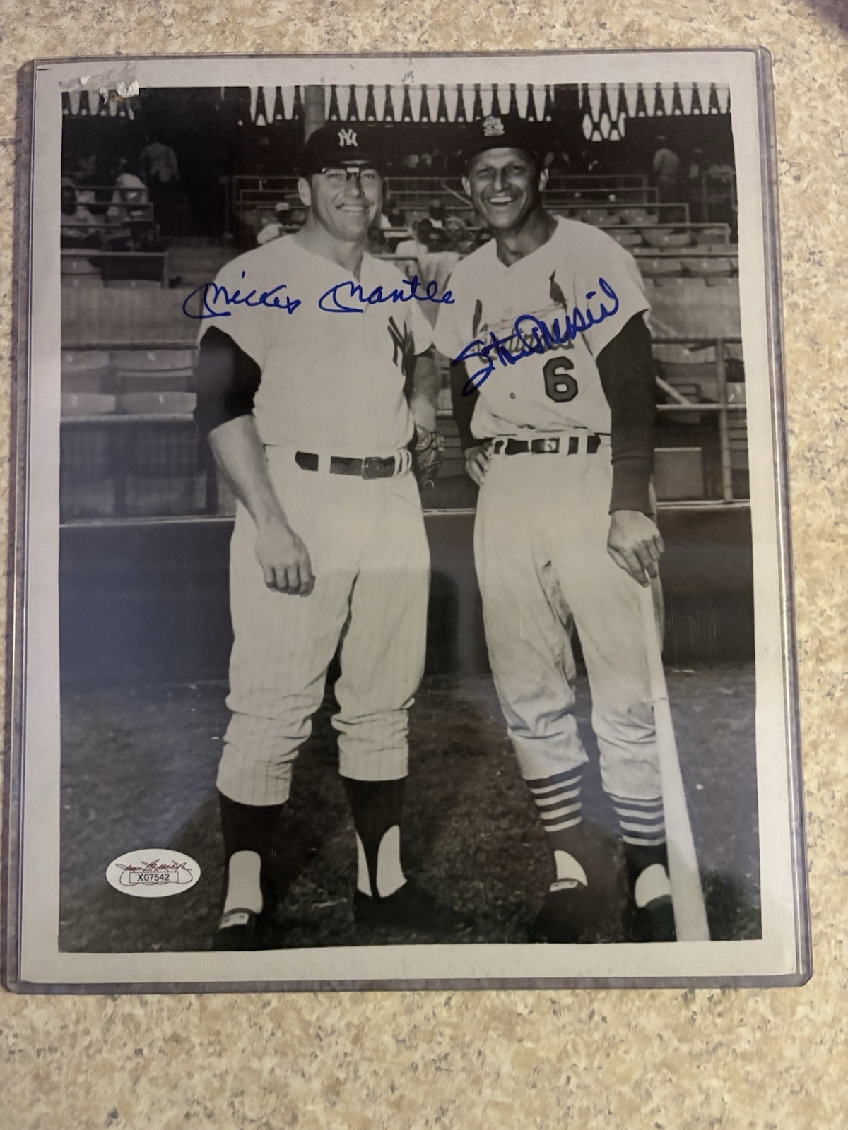 Mickey Mantle & Stan Musial Autographed Signed New York Yankees Dual 8x10 Photo JSA Authentication!! 