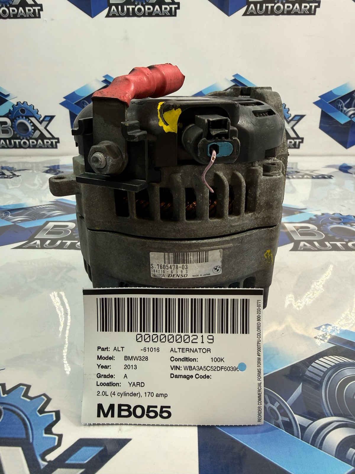 2012-2016 BMW 328 SERIES Alternator OEM 12317605478