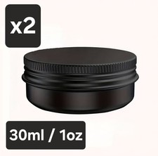 2x 30ml 1oz Metal Storage Tin Jar Small Round Craft Stash Pot Lip Balm Black