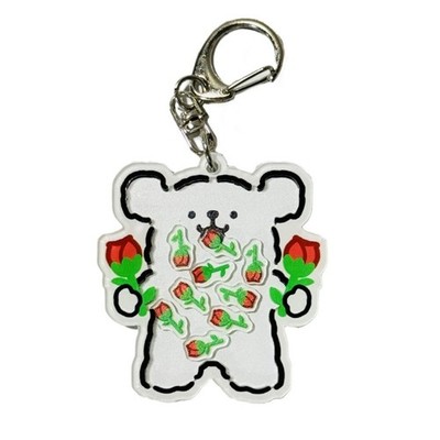 Portable Keychain with Rose Decorated Dog Pendant Dynamic Charm for Keys Bags